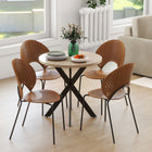 HOMCOM 29.5" Round Kitchen Table with Steel Leg for Small Spaces - Brown-Adjustable foot pads provide stability on an uneven surface and protection for your floor