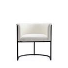 Manhattan Comfort - Chaise de salle à manger Cosmopolitan 24 po style mid-century moderne, revêtement en similicuir blanc et noir-Dessin semi-circulaire ouvert avec finition dossier tendu