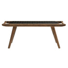 Modway Saoirse 47" Faux Leather Wood Bench - Walnut/Black-Assembly Required