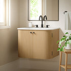 Modway - Zia Support mural de 24" Meuble de salle de bain avec lavabo en marbre - Naturel-Trous de robinet étendus de 8"