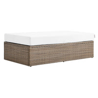 Modway Convene Outdoor Patio Rectangle Ottoman - Cappuccino/White-Outdoor Patio Ottoman
