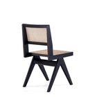 Manhattan Comfort Hamlet 17.64" Industry Chic Dining Chair - Black and Natural Cane - Set of 4-Unique Square Backrest Made of Cane