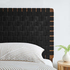 Modway Sparta Weave Vegan Leather Twin Headboard - Walnut Black-Vegan Leather Basketweave