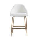 Manhattan Comfort Gracie 22" Modern Leatherette Upholstered Counter Stool - White and Gold-Modern Counter Stool with Backseat Perfect for Bar and Kitchen Use