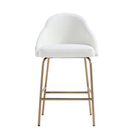 Manhattan Comfort - Gracie tabouret de comptoir moderne de 22" en similicuir blanc et or-Tabouret de comptoir moderne avec dossier parfait pour une utilisation au bar et dans la cuisine