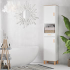 Kleankin Tall Slim Bathroom Storage Cabinet with Adjustable Shelf - White-Elegant style will sit beautifully in most bathroom styles   
