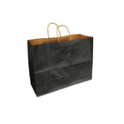 Eddie's 100% Recycled Kraft Shopper Paper Bag - 16" L x 6" W x 12" D - Black - 100 Pack-16" x 6" x 12"