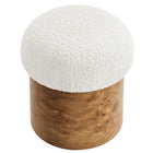 Modway Breeze Boucle Upholstered Ottoman - Ivory/Burl-Non-Marking Floor Glides