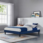Modway Reign Performance Velvet King Platform Bed Frame - Navy-Reinforced Center Beam and Support Legs