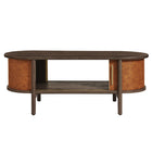 Modway Coralie Curved Vegan Leather Oval Coffee Table - Walnut Tan-9