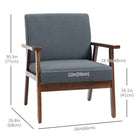 HOMCOM - Fauteuil moderne d’appoint avec assise rembourrée - pieds en bois pour chambre - gris foncé-Pieds réglables assurant la stabilité sur un sol irrégulier 
