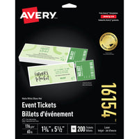 Avery Tickets with Tear-Away Stubs, White, 1-3/4" x 5-1/2", 200 Pack (16154)-Printable tickets with tear away stubs