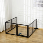 PawHut - Barrière pour animaux en bois autoportante avec 6 panneaux, 2 pieds de soutien - noir-Couleur : Noir 