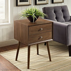 Modway Dispatch Nightstand - Walnut-Smooth Wood Grain Veneer