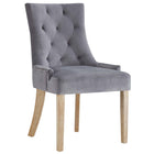 Modway Pose Performance Velvet Dining Chair - Grey - 2 Pack-Natural Wood Legs