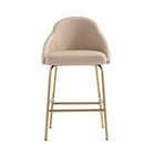 Manhattan Comfort Gracie 22" Modern Leatherette Upholstered Counter Stool - Tan and Gold-Modern Counter Stool with Backseat Perfect for Bar and Kitchen Use
