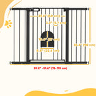 PawHut 30"-52" Extra Wide Pet Gate Barrier with Small Door - 35"H-Strong sprayed metal frame with lead-free treated surface, safe