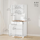 HOMCOM 67" H Coastal Kitchen Buffet and Hutch Cabinet - White-Ideal for storaging tableware, kitchenware, wines and ovens 