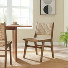Modway Saoirse Woven Rope Wood Dining Side Chair - Walnut/Natural - 2 Pack-Crossbar Supports