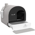 PawHut Cat Litter Box with Lid, Removable Tray, Scoop and Filter - Light Grey-Offers a private space for your cat to use litter 