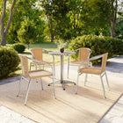 Flash Furniture – Table ronde de 23,5 po en aluminium avec 4 chaises en rotin beige, int/ext (TLH-ALUM-24RD-020BGECHR4-GG)-23,50 larg. x 23,50 prof. x 27,50 haut. (po)