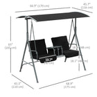 Outsunny 2-Person Porch Swing with Adjustable Canopy - Table & Storage Bag-Canopy top offers UV-resistant shelter from rain and sunlight
