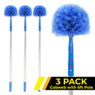 Gritt Commercial Cobweb Duster Brush with 6' Telescopic Pole - 3 Pack-Gentle bristles ensure surface protection