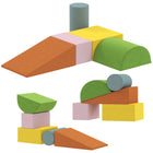 Qaba - Jouets d’escalade pour tout-petits - blocs d’escalade en mousse souple - orange/vert-Cinq formes se combinent librement, stimulant la créativité et l’imagination spatiale 