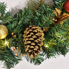 HOMCOM 24" Pre-Lit Artificial Christmas Spruce Wreath with Pinecones and Red Berries - Green-Main Colour: Green 