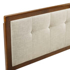 Modway Draper Tufted Fabric and Wood Queen Headboard - Walnut Beige-Dense Foam Padding