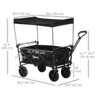Outsunny Outdoor Collapsible 220 lb Capacity Wagon with Removable Canopy - Black-Steel frame for a solid structure which can cope with being moved around all day