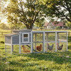 PawHut Large Chicken Coop, Wooden Hen House with Covered Run-Includes a Oxford cover for extra shade and weather protection