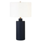 Hudson&Canal - Lampe de table Carlina en céramique de 63 cm de haut avec abat-jour en tissu - Bleu marine mat/blanc-Design traditionnel pour votre salon, votre espace de travail ou votre table de chevet