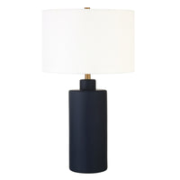 Hudson&Canal - Lampe de table Carlina en céramique de 63 cm de haut avec abat-jour en tissu - Bleu marine mat/blanc-Design traditionnel pour votre salon, votre espace de travail ou votre table de chevet
