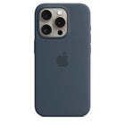 Apple Silicone Case with MagSafe for iPhone 15 Pro - Storm Blue-Model Compatibility: Apple iPhone 15 Pro