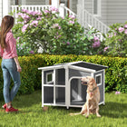 PawHut - Niche pour chien en bois d’extérieur avec fond amovible pour grand chien-Toit ouvrant et fond amovible pour un nettoyage facile 