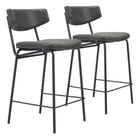 Zuo Charon Counter Stool - Vintage Black - Set of 2-Ergonomic and supportive footrest