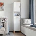 Kleankin Tall Slim Bathroom Storage Cabinet with Adjustable Shelf - White-Material: Particle Board, Rubber Wood  