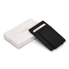 Champs Onyx Leather Mag Card Case - Black-Magnetic money clip