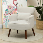 HOMCOM - Fauteuil d’appoint avec pieds en bois massif - coussin lombaire - assise épaisse pour salon - blanc crème-Le design à oreilles ajoute une touche d’élégance  
