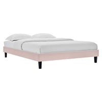 Modway - Reign Performance Velvet Cadre complet de plate-forme, Rose-Cadre de lit à plateforme complète rembourré