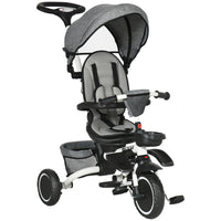 Aosom - tricycle 6-en-1 pour tout-petits avec siège pivotant - gris-Tricycle 6 en 1 pour enfants 