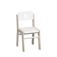 Beleduc Illiana Classroom Wooden Chair (Medium) - White and Natural Wood - Set Of 2 -Set of 2 chairs