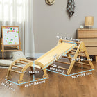 Qaba - Ensemble triangle Pikler 5 en 1 avec échelle, rampe, arche - bois naturel-Conception pliable simplifiant le rangement et améliorant la portabilité 