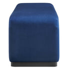 Modway Koda Performance Velvet Waterfall Long Bench - Black/Midnight Blue-Metal Base