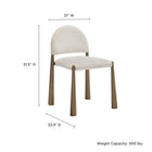 Modway Hayley Upholstered Fabric Dining Side Chair - Brass Cream-Padded Seat
