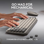 Logitech POP Keys Wireless Mechanical Keyboard with Customizable Emoji Keys - Mist-Multi-device: Pair POP Keys with up to 3 devices and hop between them using the Easy-Switch keys,connect via Bluetooth or Logi Bolt USB receiver on Windows, macOS, Chrome OS, Android, iPadOS or iOS