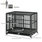 PawHut - Cage pour chien en acier robuste 41 po - noir-Porte avant avec 2 verrous coulissants pour une entrée et une sortie faciles 