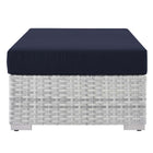 Modway Convene Outdoor Patio Rectangular Ottoman - Light Grey/Navy-Ships Pre-Assembled