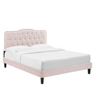 Modway Amber Performance Velvet Twin Platform Bed - Pink-Reinforced Center Beam and Support Legs